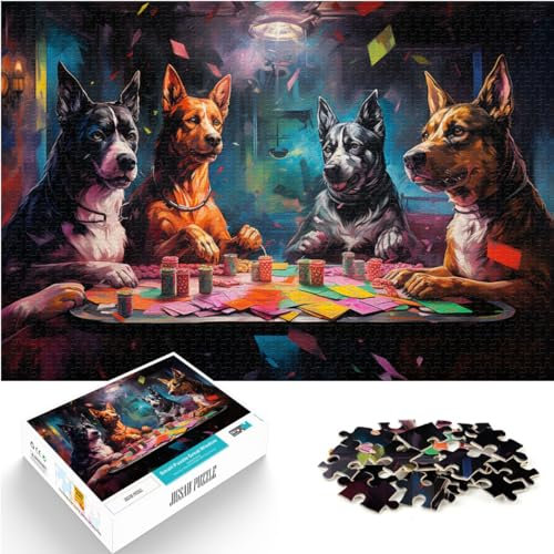 Puzzle Game dog playing poker Jigsaw Puzzle 1000 Piece Wooden Jigsaw Puzzles Fun at Home Activities, Birthday Present,Travel Gifts, 1000pcs(50x75cm)