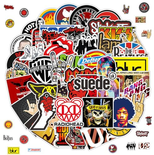 2 X 50 Stück Rock Band Punk Aufkleber, Trendige Musikband Aufkleber, Coole Punk Aufkleber, Classic Rock Sticker Pack, Heavy Metal Punk Musik Stickers für Gitarre Laptop Skateboard Koffer Helm
