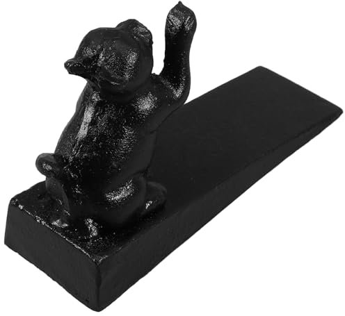 ULTECHNOVO Cast Iron Doorstop Door Stop Cat Door Holder Latch Door Weight Black