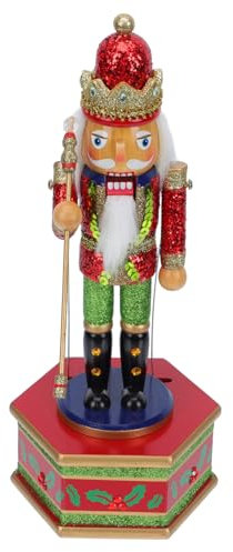 ROMISBABA 1stück Musical Box Nutcracker Figur Mit Musikfunktion Handbemaltes Weihnachtsornament Für Desktop Dekoration Holzspielzeug Für Festliche Anlässe