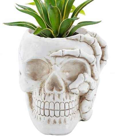 Macetero de Halloween con diseño de calaveras, decoración de Halloween, versátiles macetas de calaveras para plantas, exteriores, mejora la decoración navideña