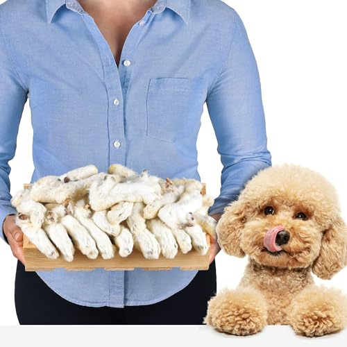 Patas de conejo secas con pelo 1 kg | Snack de patas de conejo | aperitivo para perros natural | aperitivo masticable de conejo | snack de cuidado dental rico en proteínas