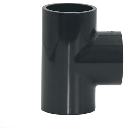 HAF® Lot de 2 raccords en T en PVC 90° avec 3 manchons adhésifs de 63 mm - Connecteur en PVC U gris pour tuyaux, raccords de tuyaux, tuyaux de piscine, etc. - Qualité : fabriqué en Europe - Quantité