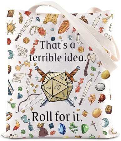 TSOTMO DND Merch Dungeon Master Tote Bag DM Regalo RPG Regalo D&D Giocatore DM Player Borsa a tracolla Dadi Dragon Amante Regalo
