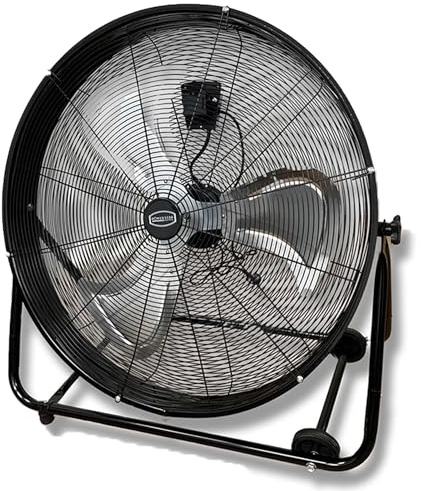 POWERSTAR ELECTRICALS High-Velocity Industrial Drum Fan – 3-Speed Metal Floor Fan with Wheels & Handle, Powerful Air Circulator for Home, Warehouse, Workshop (24, 30, 36) (30 Inches)