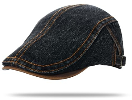 YAMEE Baskenmützen Herren Denim Vintage,Schiebermütze Damen Atmungsaktiv Sonnenschutz,Flat Cap Herren Klassisch Einfaches,Barett Herren Verstellbar,Newsboy Cap Unisex Casual