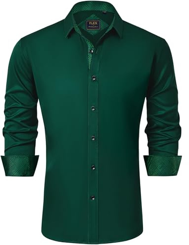 J.VER Herren Hemd Regular Fit Langarm Herrenhemden Friezeit Businesshemd | Button Down, Stretch, Bügelleicht Knitterfrei, blickdicht, Formell, anzug hemd, elastiscer Muster, dress shirt, mit Tasche