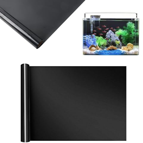 Aquarium Rückwand Statisch Haftender Rückwandfolie Selbstklebend 40x400cm | Aquarium Hintergrundfolie für Aquarien Terrarium, Schwarz