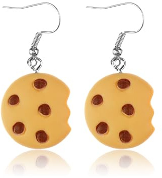 Handgemachte Keks-Ohrringe, KrümelmonsterKostüm Damen Accessoires Cookie Monster Haarreif Karneval Lustig Keks Accessories Kekse Aufnäher Schmuck Fasching Keksohrringe