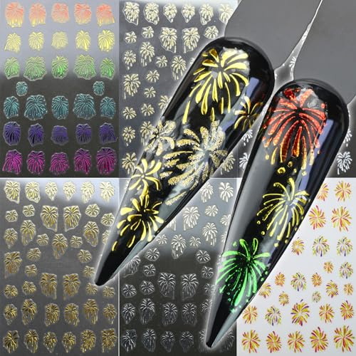 Feuerwerk NailSticker Set – 6 Designs für festliche und schnelle Nail Art