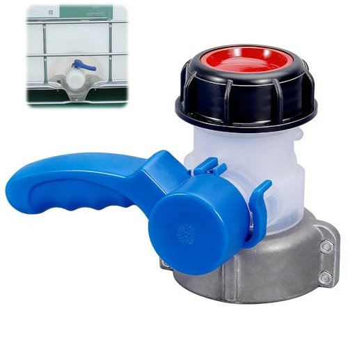 Gobesty IBC Tank Zubehör, IBC Auslaufhahn, Dn50 75mm Absperrhahn Tank Adapter, Container Klappenhahn für Container, Regentonne, Wassertank, Integriertes Absperrventil Design