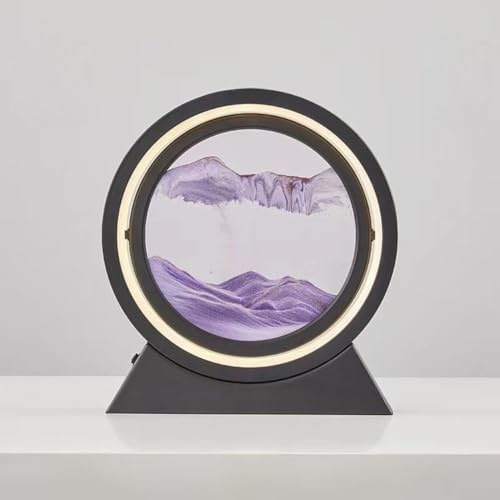 Sandkunst-Nachtlicht, 3D-Bewegungen, 16 Farbwechsel-Touchs und Fernbedienung, Treibsand-Lampe, Tischlampe, Desktop für Ornamente (lila)