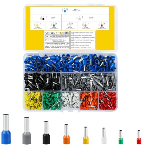 800 Pcs Wire Ferrules Kit, Bootlace Ferrules AWG 22-7, Crimp Connectors | Insulated Cord Pin End Terminals Kit, Copper Wire Terminal Cable Ferrule Set, Automotive Electrical Connectors