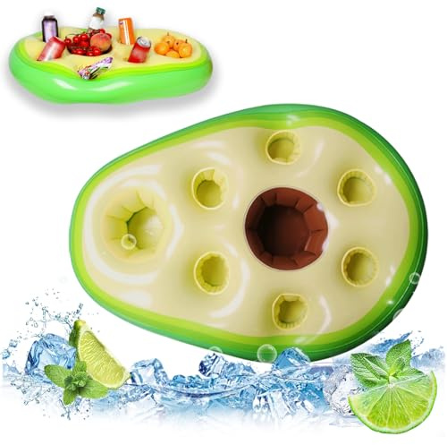 Soporte inflable para bebidas 2 en 1 barra de piscina, soporte flotante para aperitivos y bebidas con 8 agujeros, gran capacidad, material transparente, ideal para piscina, verano, alberca, playa y