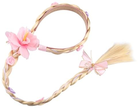 WUERKIYA Prinzessin Perücke mit Zopf – Rosa Geflochtene Kinder Perücke mit Haarreif, Lange Zopfperücke für Prinzessin Kostüm, Geburtstag, Karneval, Cosplay, Party Zubehör