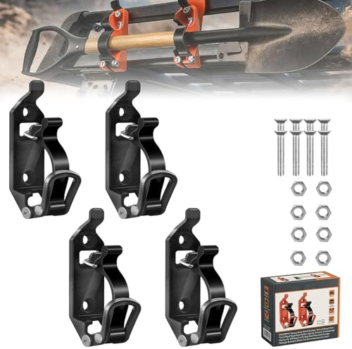 Heavy Duty Metal Rubber Shovel Mount Kit, Roof Rack Axe Holder Clamp for Pickup and 4x4, Quick Release Tool Bracket for Off Road Vehicle, Wall Storage (A)