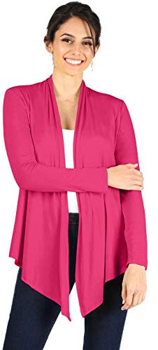 Simlu Lightweight Cardigans for Women Reg and Plus Size Light Cardigans for Women Summer Long Sleeves, Fuchsia, XXL