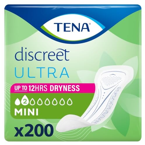 Tena Lady Discreet Mini Slipeinlagen, Liefermenge: 10 Packungen je 20 Stück.