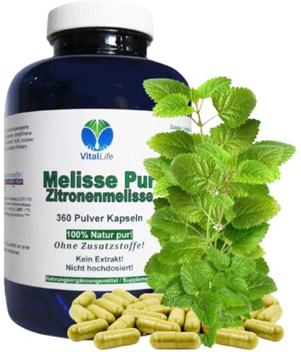 Melisse Zitronenmelisse 360 Kapseln NERVENKRAUT FRAUENWOHL HERZTROST Beruhigend, stimmungsstabilisierend, entspannend bei innerer UNRUHE. 100% NATUR PUR - OHNE Zusatzstoffe! 26330-360
