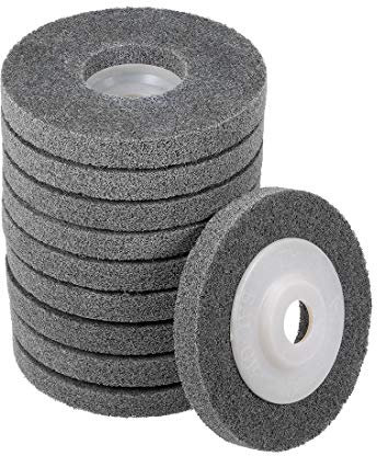 sourcing map 10 Pcs 4 Inch Nylon Fiber Polishing Wheel Sanding Buffing 5/8 Inch Hole Abrasive Wheels for Angle Grinders