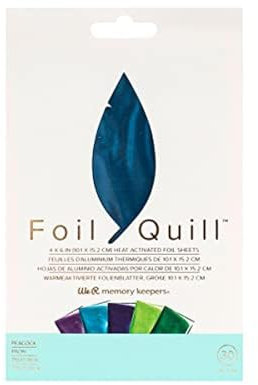 We R Memory Keepers WR660673 Hitzeaktivierte Folie, Sterne, Set mit 30 Blättern in 5 Farben, 10,1 x 15,2 cm, Verwendung mit Stift, um glänzende Verzierungen und Designs zu kreieren, pfau, One Size