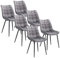 WOLTU Esszimmerstühle 6er Set Küchenstuhl Polsterstuhl Wohnzimmerstuhl Sessel mit Rückenlehne, Sitzfläche aus Samt, Metallbeine, Hellgrau BH142hgr-6