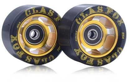 CLAS FOX 95A Speed/Derby Wheels Aluminium Roller Skate Wheels Indoor Roller rad (Set von 8) (schwarzer PU Gold Core)