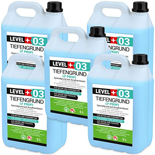 LEVEL PLUS 03 Tiefengrund LF Profi 25L, Grundierung für saugende Untergründe, Tiefgrund Konzentrat 1:1, Haftgrund unter Flüssigfolie Klebstoffe Zementmörtel
