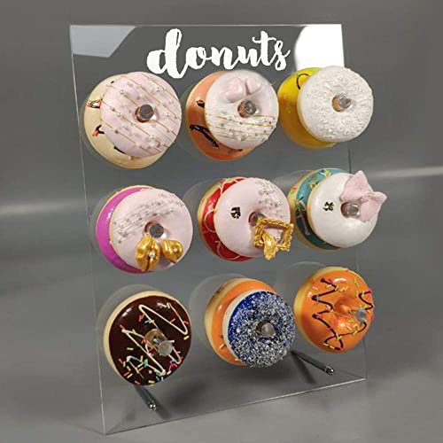 LUGUNU Wiederverwendbarer Acryl-Donut-Wandständer auf Tisch, kristallklarer, handgefertigter Donut-Halter für Babypartys, Geburtstage, Feiertagsfeiern, Donut-Party-Dekorationen und mehr, 9 Säulen (Say