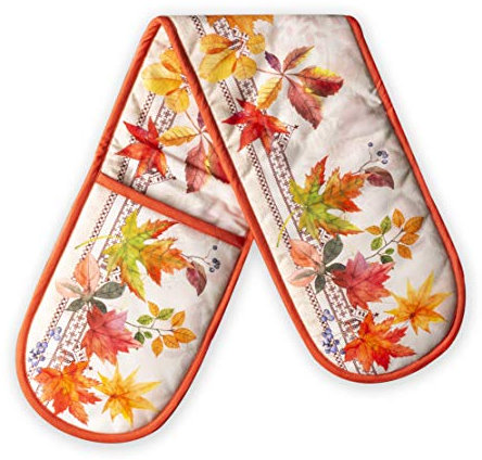 Maison d' Hermine Double Oven Mitts 100% Cotton 18 cm x 89 cm Double Oven Mitt Heat Resistant BBQ Cooking Gloves with Loop, Baking, Grilling, Home, Kitchen, Handling Hot Pans (Amarante)
