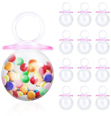 12 Stück Nippelform Candy Boxes, Babyparty-Spiele, Candy Geschenkbox für Hochzeitsbevorzugung, 3,15 x 1,97 Zoll[Rosa]