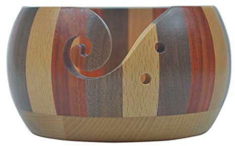CHSEEO Cuenco de Madera para Hilo Tazón Porta Hilos Bol para Ovillo de Lana y Hilos, Soporte de Lana Organizador de Cuenco de Almacenamiento de Lana para Tejido de Punto y Ganchillo #1