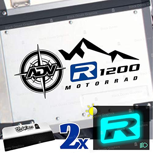 2pz Adesivi R1200 bicolori per Valigie Laterali compatibili con R 1200 GS e ADVENTURE Touratech Givi R1200GS (nero-blu)