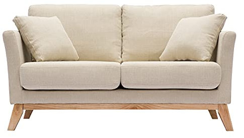 Miliboo Sofa skandinavisch 2 Plätze Beige helle Holzbeine Oslo