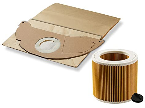 20 Sacs et Filtre Cartouche compatible avec Karcher Aspirateur Serie A, A 2000, A 2003, A 2004, A 2014, A 2025, A 2054, A 2064, A2074, … alternative à l'original 6.904-322.0/6.414-552.0