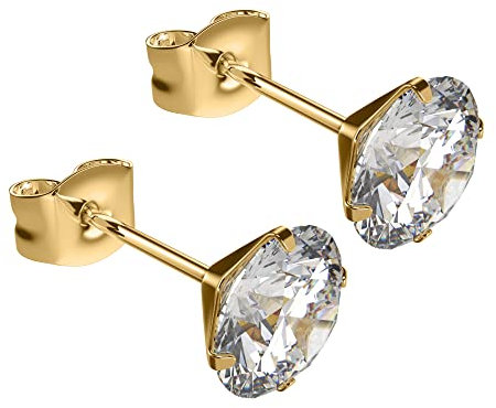 Max Palmer - 925 Silber - Ohrstecker mit Kristall - Krappenfassung - [09.] gold - 5mm