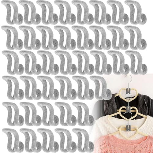 Brateuanoii 40 Pezzi Salvaspazio Floccati, Connettori Appendiabiti, Ganci Di Collegamento, Mini Gancio a Cascata, Ganci Floccaggio Antiscivolo, Appendiabiti Floccato