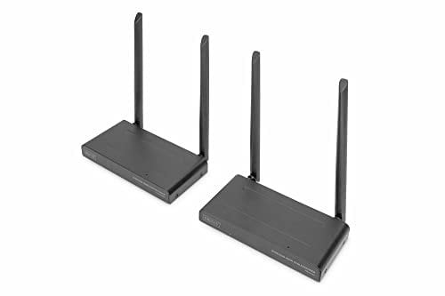 DIGITUS DS-55321 Wireless HDMI KVM Extender – Full HD 1080p 60 Hz – 200 m Reichweite – Set: Sender & Empfänger – Loop-Out, IR Infrarot