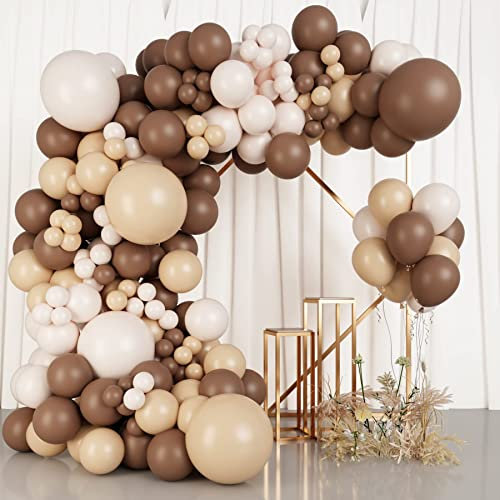 Ballon Girlande Braun, 99Pcs Retro Kaffee Braun Luftballons,ein knotter Nude Luftballons Girlande für Geburtstag, Hochzeit, Verlobung, Babyparty, Baby Shower Deko, Jubiläum