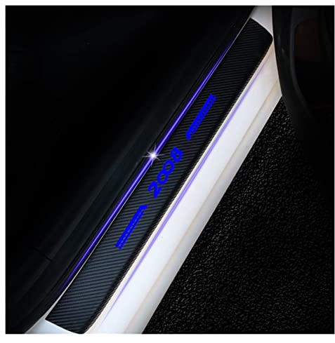 4Pcs Car Outer Door Sill Protector Kick Plates for Peu-geot 2008, Carbon Fiber Scuff Guard Threshold Pedal Sticker Trim, Door Entry Guards Trim Auto Anti-Scratch Decorative Accessories
