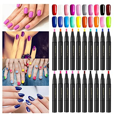 1PC Nail Polish Pen, One Step Gel Nail Polish Pen, 3 in 1 Nail Gel Painting Pen DIY Nail Art Beauty Gifts