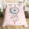 Ensemble de housse de couette filles rose 3 pièces 220 x 240 cm housse de couette attrape-rêves enfants femmes bohème fleurs feuilles ensemble de literie Boho plume housse de couette ensemble
