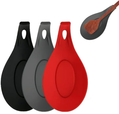 Norhogo 3 Stück Silikon löffelablage, Löffel Rest Kochlöffel Ablage Küche Spoon Küchenutensilien Ablage Löffel Ständer Kochlöffelablage aus Silikon, für Küche Zuhause Restaurant