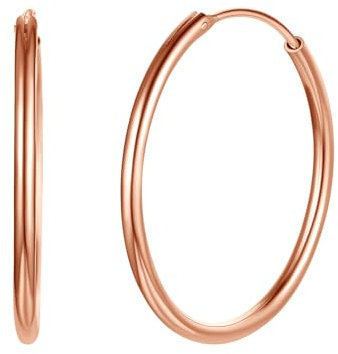 Silvora 30mm Creolen Ohrringe Rosegold Damen 925 Silber Kreolen Kleine Hoop Earrings Frauen Mädchen Kreis Modeschmuck Ohrringe