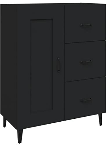 vidaXL Sideboard mit Fächern Schubladen Kommode Anrichte Schrank Beistellschrank Mehrzweckschrank Standschrank Schwarz 69,5x34x90cm Holzwerkstoff