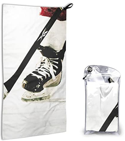 AROONS Schnell trocknendes Handtuch mit Tasche – Eishockey-Muster, bedruckt, super saugfähiges Gesichtstuch, Mikrofaser, Reise-Sport-Handtücher, 40 x 80 cm