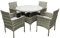COZYBRITE Rattan Garden Furniture Set with Round Dining Table Chairs 4 Seaters for Outdoor Patio Bistro SFS014-1 (Mix Grey)