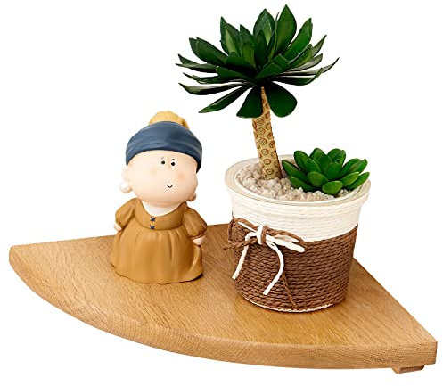 OAKERLAND Eiche Eckregal Schwebende Regale Ecke 18CM Massiv Holz Ecke Wandregal für Bad Küche Schlafzimmer Wohnzimmer (18 cm)