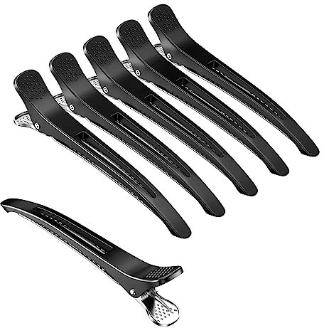 Mesybveo 6 Pièces Pince Crocodile Cheveux, Pinces à Cheveux Antidérapantes, Pinces à bec de Canard Clips, Pince Coiffeur de Plastique, pour le Maquillage et la Coiffure des Femmes(Noir)