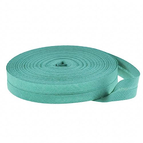 25m Baumwoll-Schrägband 14mm gefalzt, Farbwahl - Einfassband Nahtband Kantenband, Farbe:hellpetrol